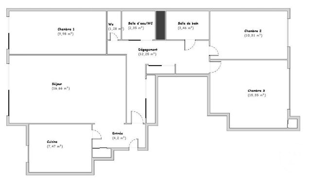 Appartement T4 à vendre - 4 pièces - 83.26 m2 - PARIS - 75015 - ILE-DE-FRANCE - Century 21 Vaugirard Convention