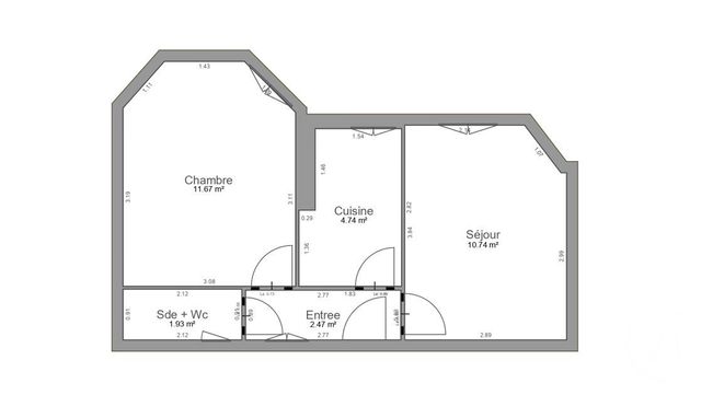 Appartement F2 à vendre - 2 pièces - 31.55 m2 - PARIS - 75015 - ILE-DE-FRANCE - Century 21 Vaugirard Convention