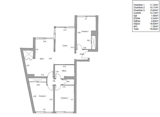 Appartement F4 à vendre - 4 pièces - 81.53 m2 - PARIS - 75015 - ILE-DE-FRANCE - Century 21 Vaugirard Convention