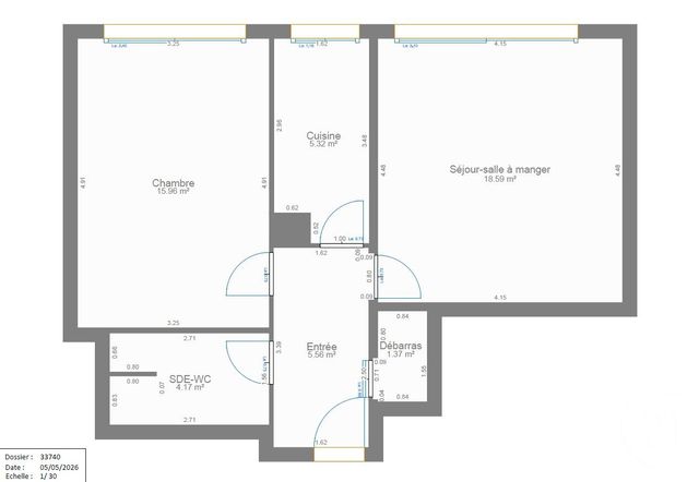 Appartement T2 à vendre - 2 pièces - 50.84 m2 - PARIS - 75015 - ILE-DE-FRANCE - Century 21 Vaugirard Convention